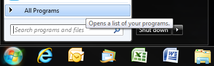 Start -> All Programs