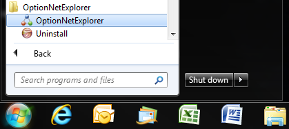 All Programs -> OptionNET Explorer Group