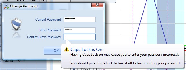 Changing the ONE password - Caps Lock warning