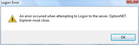 ONE Login Error Message