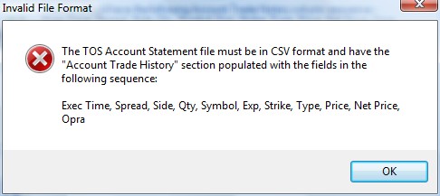 Import Trades from a file - error in file format