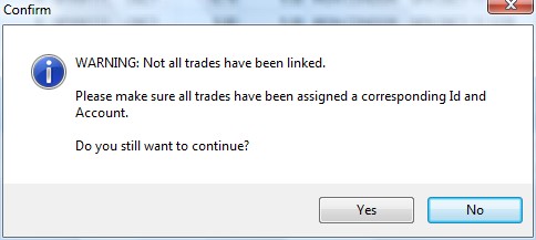 Not all trades in the imput file are linked